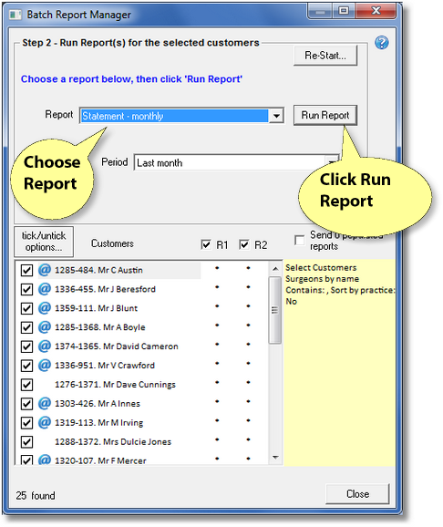 Print monthly invoices or statements2
