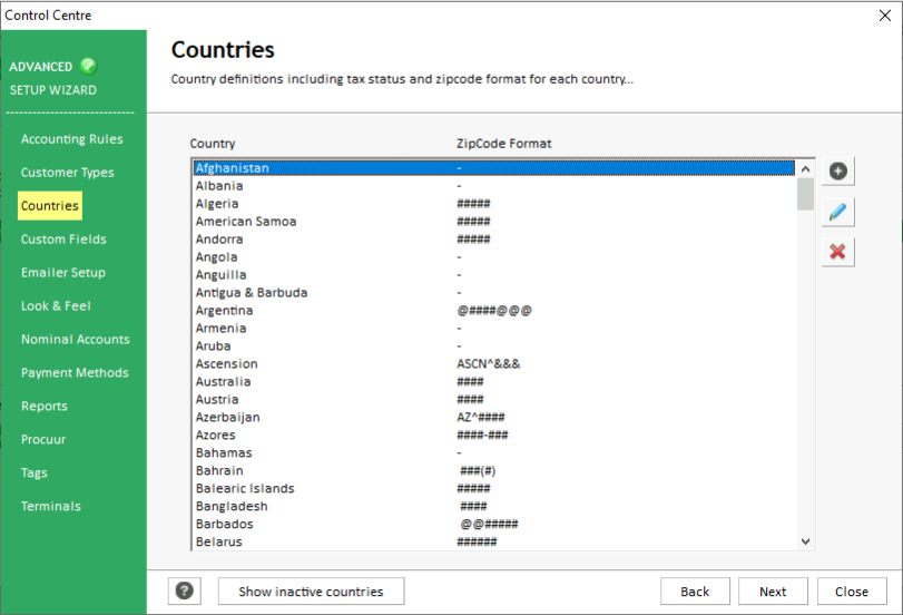 Control Centre-Countries