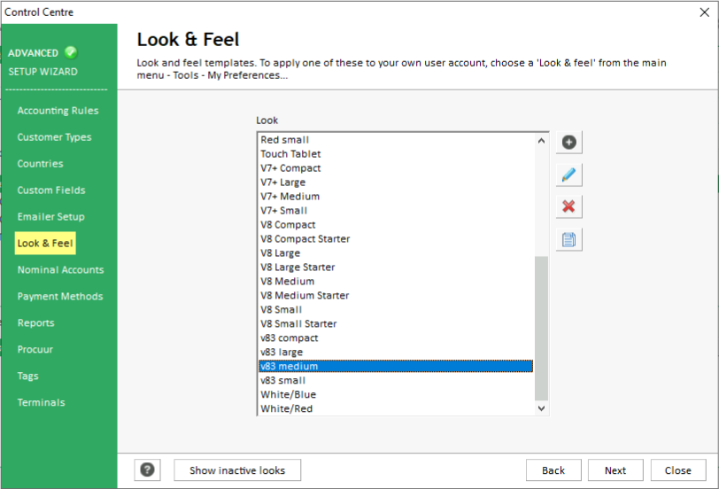 Control Centre-Look and Feel