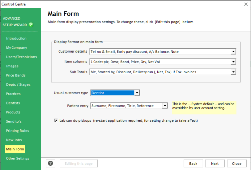 Control Centre-Main Form